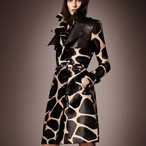 Burberry Prorsum Pony/Calf Hair Leather Trench Coat Sz 34 IT 0 US from F/W 2013